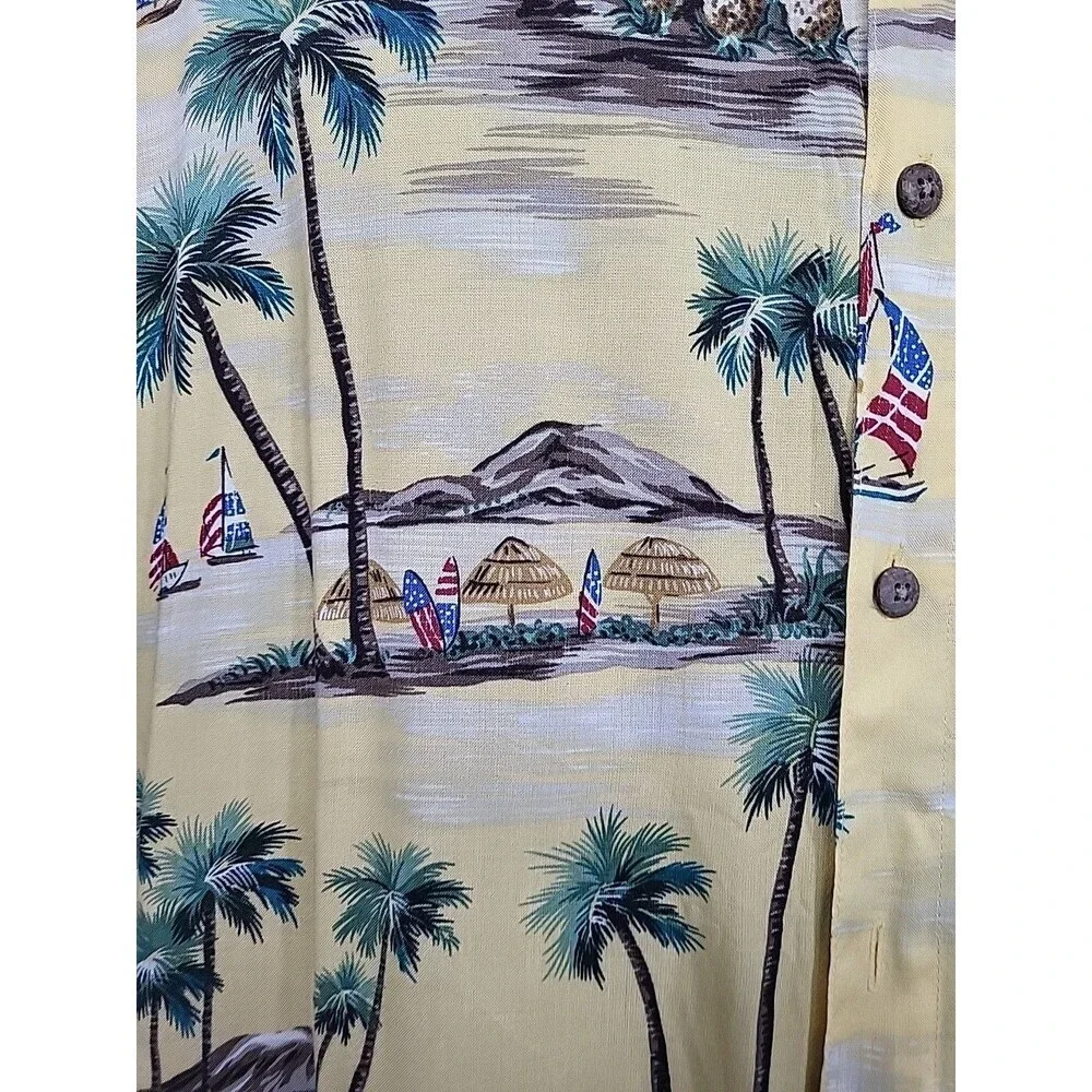 Campia Moda Mens Sz Med Shirt Button Up Hawaiian Resort Vacay Island Palm Trees - Picture 3 of 7
